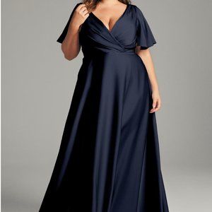 Dark Navy Satin Gown